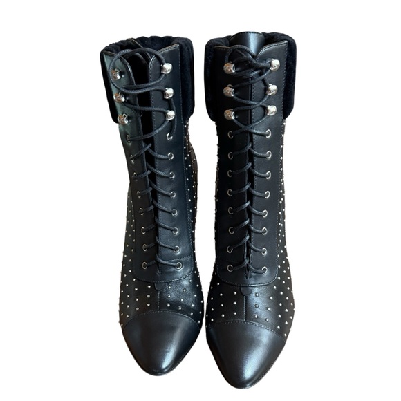 Christian Louboutin Calfskin Studded Dakita 100 Lace Up Booties EU 36 US 6 - Picture 2 of 13